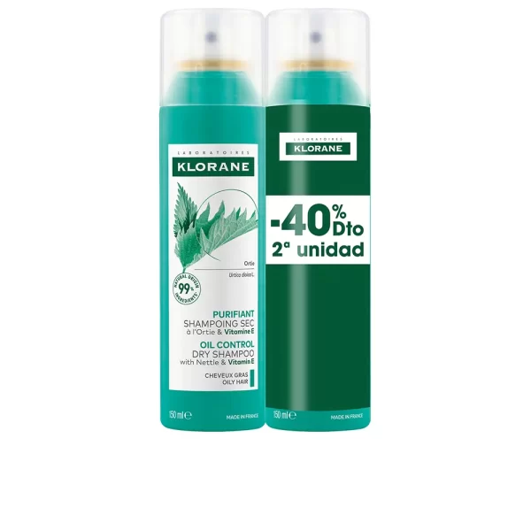 KLORANE A LA ORTIGA sebum-regulating dry shampoo for oily hair pack 2 x 150 ml - NVA9403504