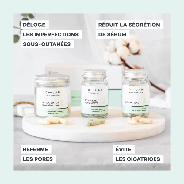 D-Lab Perfect Skin Set Complexe Peau Nette 28 caps/Activateur de Regenaration 56 caps/Detox Peau 28 caps set x 3 piece - PARC-D9-035-01