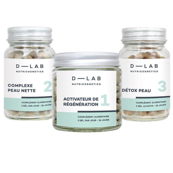 D-Lab Perfect Skin Set Complexe Peau Nette 28 caps/Activateur de Regenaration 56 caps/Detox Peau 28 caps set x 3 piece - PARC-D9-035-01