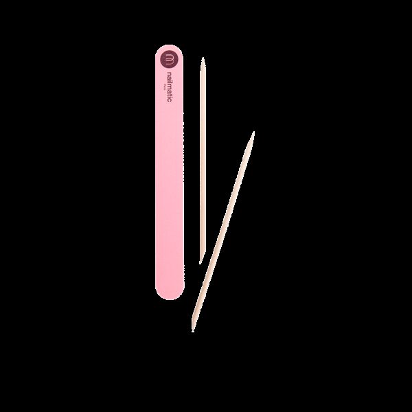 Nailmatic Double Sided Nail File Kit Rose - 1x Nail File/2x Boxwood Sticks set x 3 piece - PARC-NH-026-02