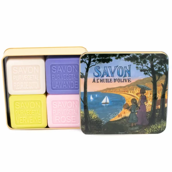 La Savonnerie De Nyons Soap Bar Set 4 Pcs - Cote D'Azur 4x100gr - Lavender/Verbena/Cottonflower/Rose set x 400 g - PARC-SX-006-01