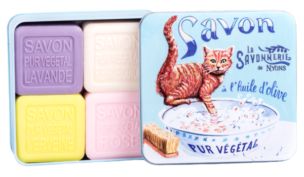 La Savonnerie De Nyons Soap Bar Set 4 Pcs - Cat4x100gr - Lavender/Verbena/Cottonflower/Rose - 1 set x 400 g - PARC-SX-004-01