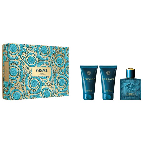 Versace Eros Pour Homme Giftset Edt Spray 50ml/After Shave Balm 50ml/Shower Gel 50ml set x 150 ml - PARQ-KM-040-48