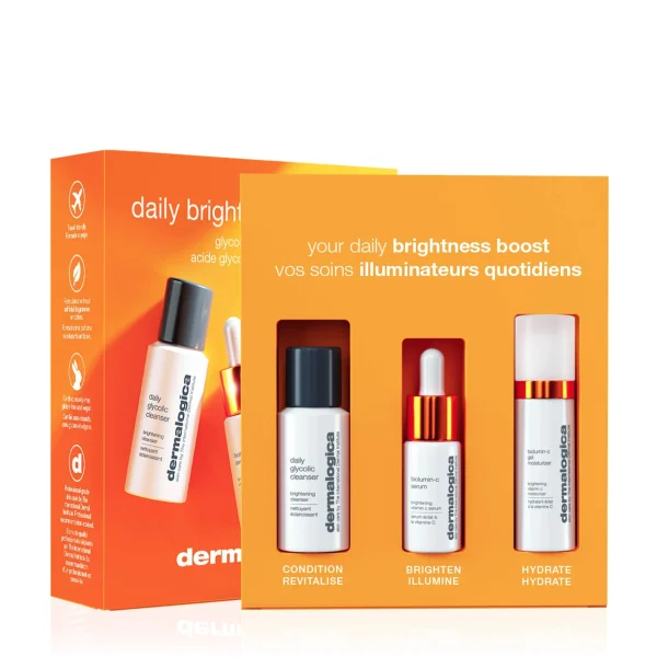 Dermalogica Daily Brightness Boosters Skin Set Biolumin-C Serum 10ml/Biolumin-C Moisturizer 15ml/Daily Glycolic Cleanser 30ml set x 55 ml - PARB-13-668-00