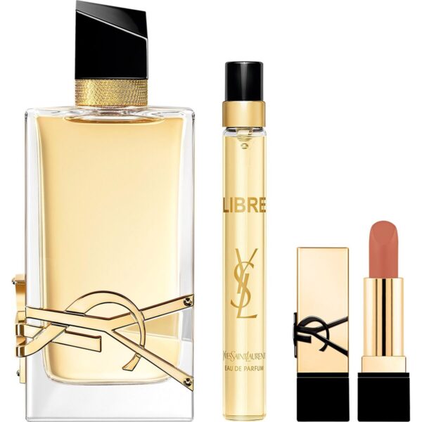 YSL Libre GiftsetEdp Spray 90ml/Edp Travel Spray 10ml/Mini Rouge Lipstick Shade Nude Muse set x 100 ml - PARO-WV-040-27