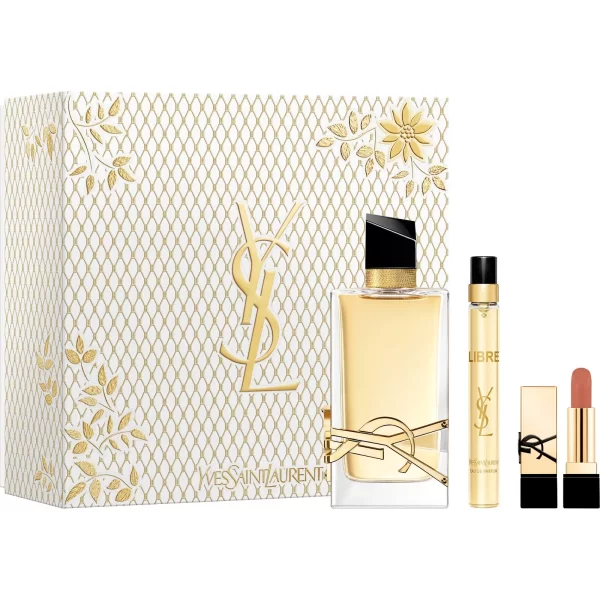 YSL Libre GiftsetEdp Spray 90ml/Edp Travel Spray 10ml/Mini Rouge Lipstick Shade Nude Muse set x 100 ml - PARO-WV-040-27