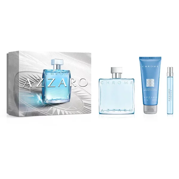 AZZARO CHROME CASE 3 pcs Eau de Toilette spray 100 ml + Body and Hair 75 ml + Eau de Toilette spray 10 ml - NVA4411195