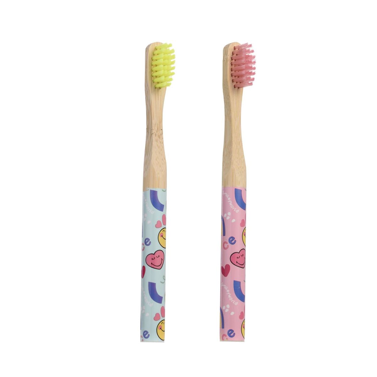 3661075313135 TAKE CARE SMILEY WORD BAMBOO TOOTHBRUSH LOT 2 τμχ - NVA5313135