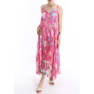 Φόρεμα ροζ μακρύ – πλισέ – one size –