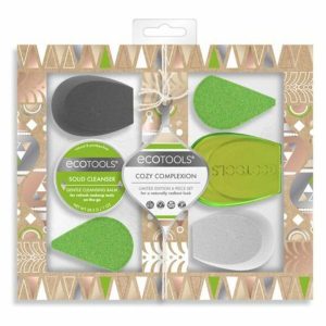 ECOTOOLS BLENDING ESSENTIALS set 6 2 Perfecting Sponges + 2 Triple Sponges + Sponge Cleansing Balm + Case