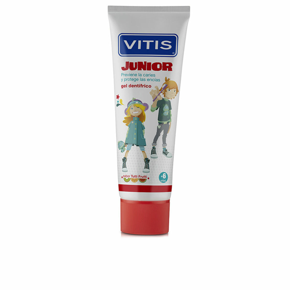 8427426047242 VITIS JUNIOR toothpaste gel with fluoride #Tutti Frutti 75 ml - NVA6047242