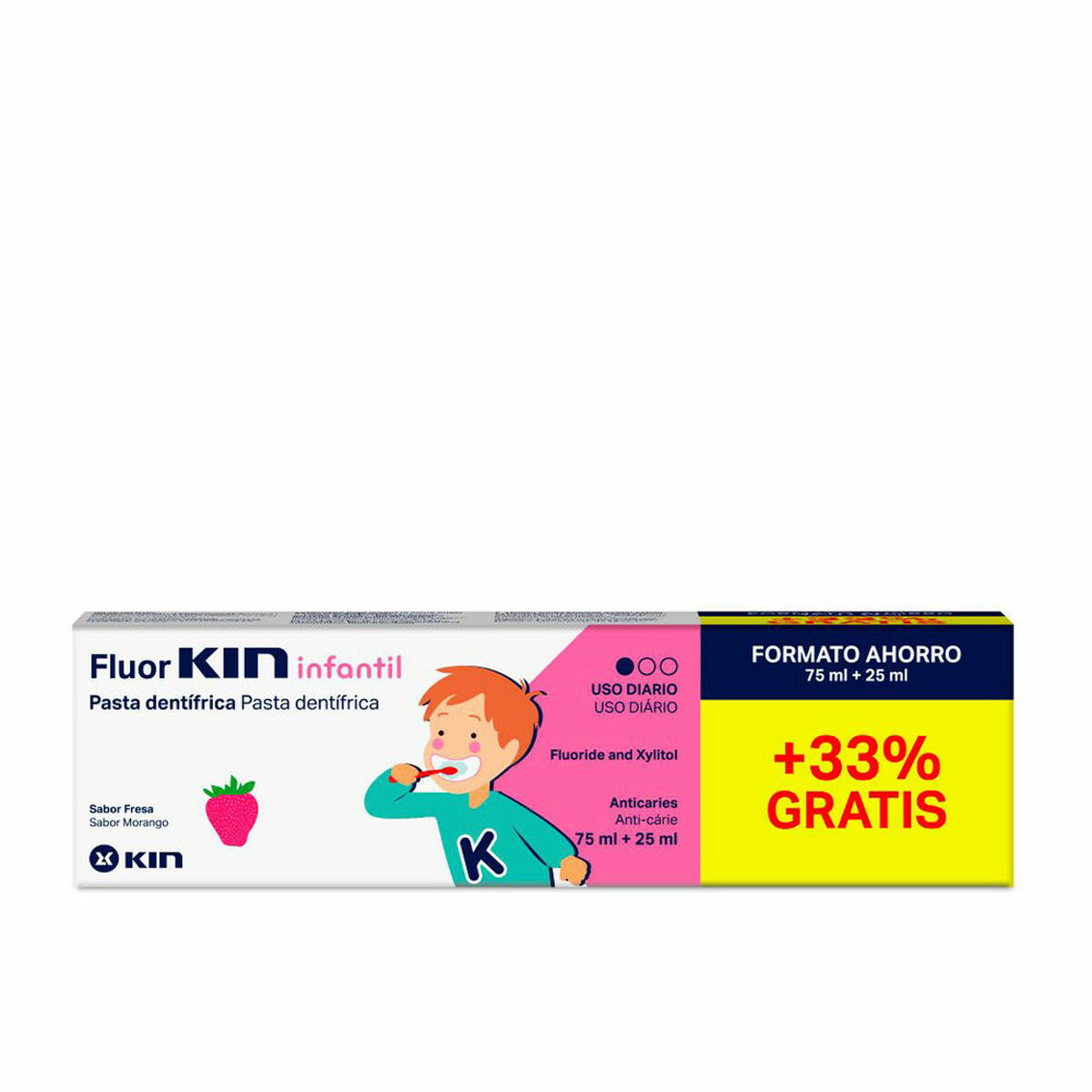 8436026215913 KIN FLUORKIN INFANTIL pasta dentífrica #fresa 75 + 25 ml - GETNVA6215913-1
