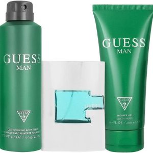 Guess Man 3 Pc Gift Set 75 ML EDT Spray, 170GR Deodorizing Body Spray, 200 Shower Gel GIFTSET