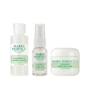 Mario Badescu Coconut Body Travel Trio SetHydrating Shower Gel 59ml/Intense Hydrating Body Butter 56g/Nourishing Body Oil Spray 20ml   set x 135 ml