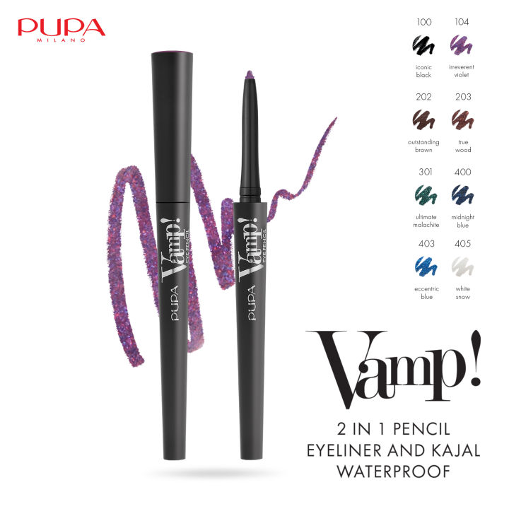 8011607355037 Pupa Vamp! Eye Pencil 2 In 1 Eyeliner And Kajal Waterproof#405 White Snow @ 1 piece x 0.35 g - PARB-08-584-00