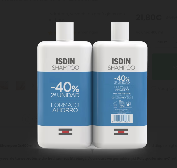 8429420328037 ISDIN DAYLISDIN frequent use shampoo duo 2 x 400 ml - NVA0328037