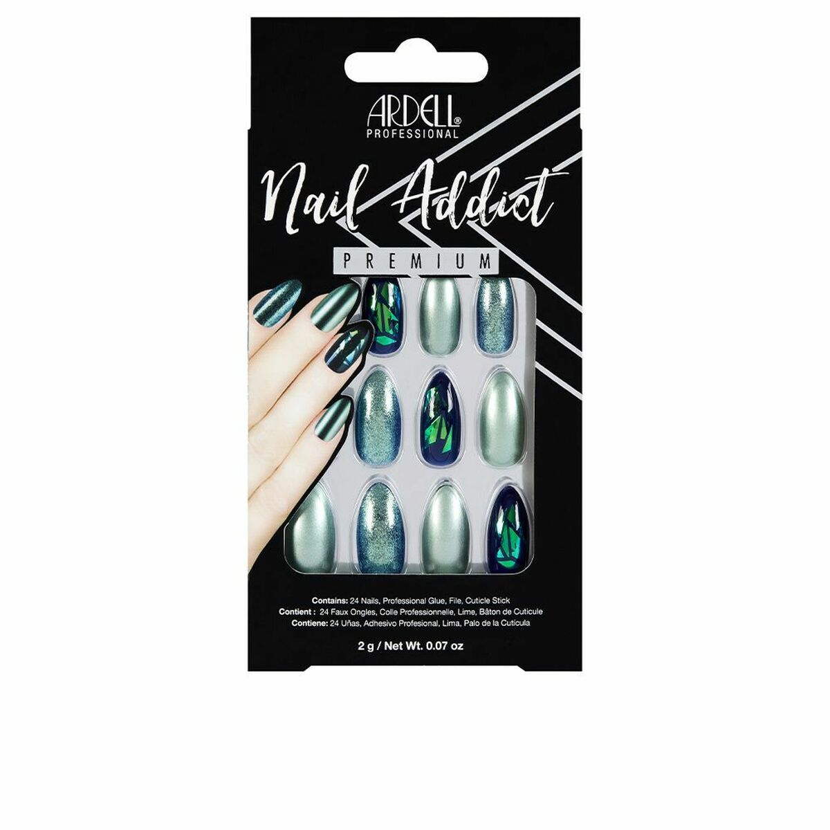 ARDELL NAIL ADDICT green glitter chrome 1 u