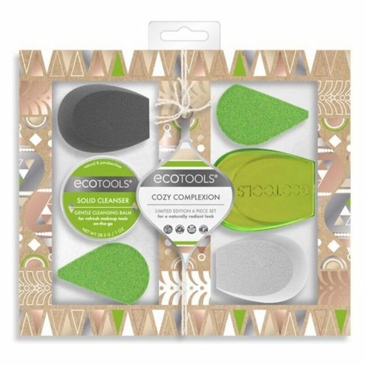 ECOTOOLS BLENDING ESSENTIALS set 6 2 Perfecting Sponges + 2 Triple Sponges + Sponge Cleansing Balm + Case
