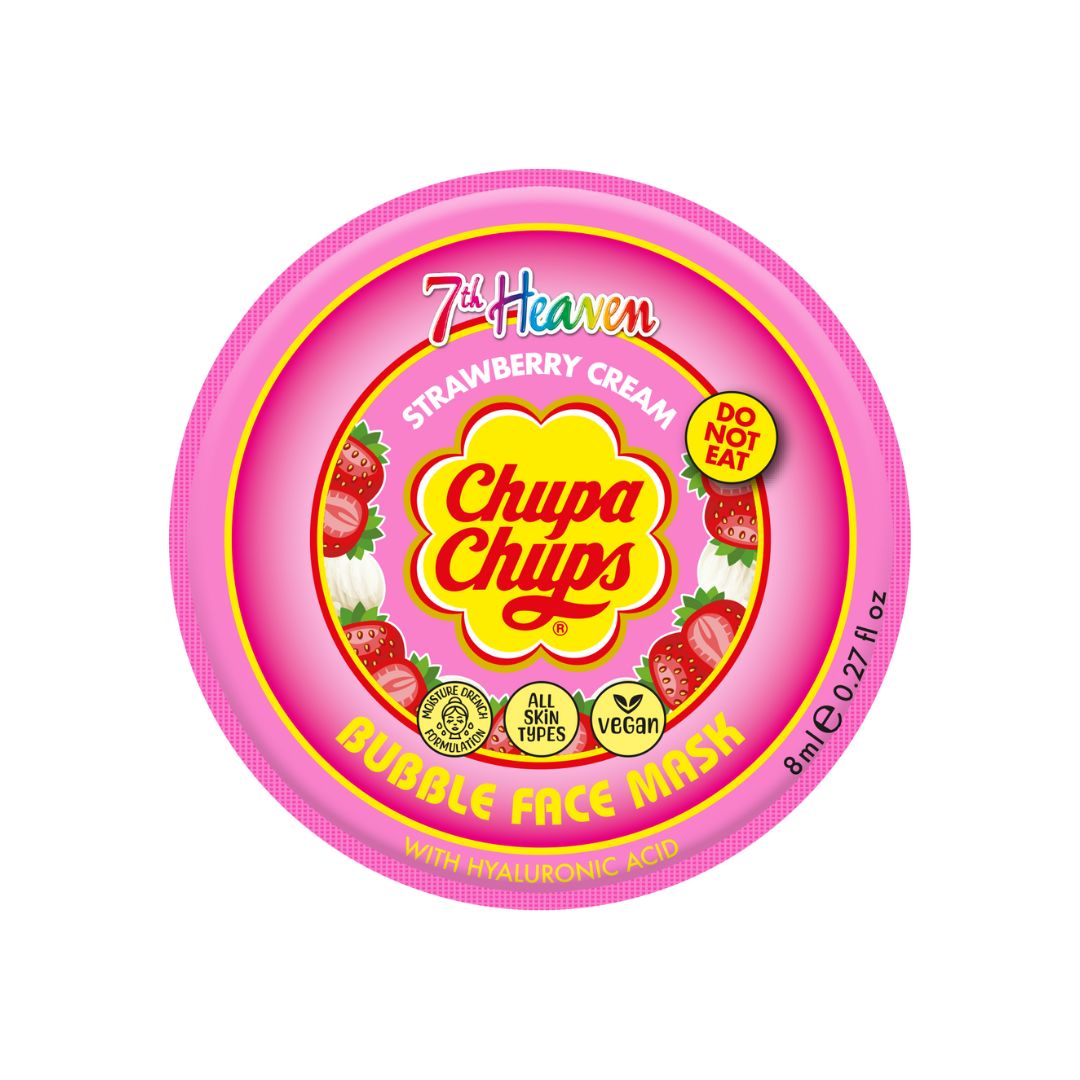0083800068036.jpg 7TH HEAVEN CHUPA CHUPS strawberry and cream bubble mask 8 ml - Image 1