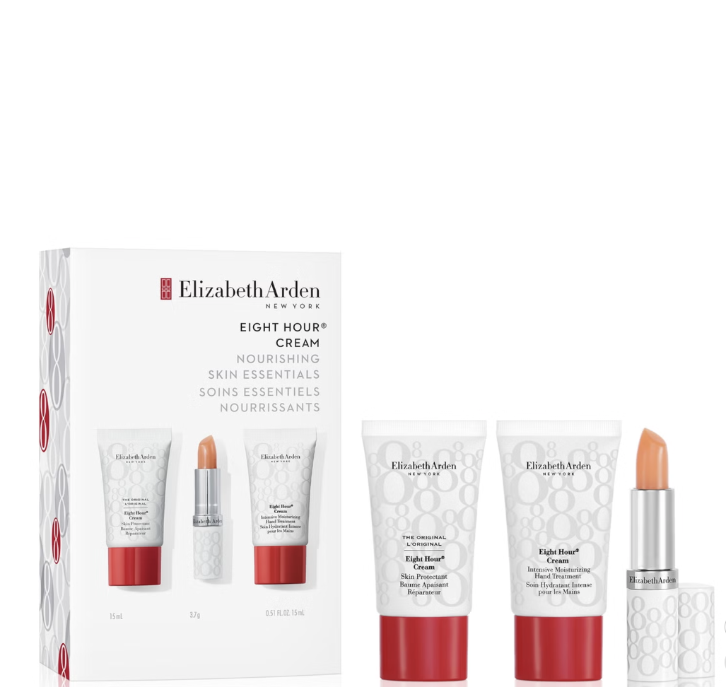 E.Arden Eight Hour Nourishing Skin Essentials Giftset Skin Protector 50ml/Lipstick 3.7g/Hand Cream 30ml set x 83.7 ml