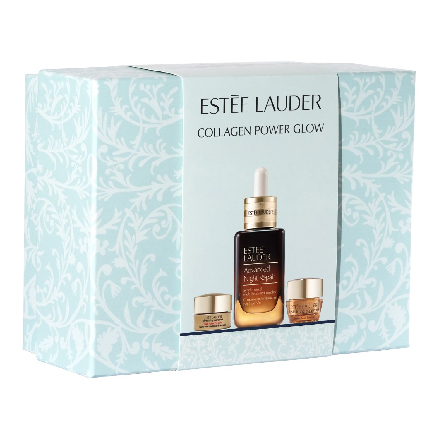 E.Lauder Collagen Power Glow Set Night Repair 50ml,/Revitalizing Supreme + Youth Power Eye Balm 3ml/Revitalizing Supreme/Youth Power Creme 5ml,   set x 58 ml