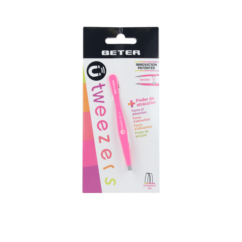 BETER Magnetic straight-tip tweezers #fuchsia