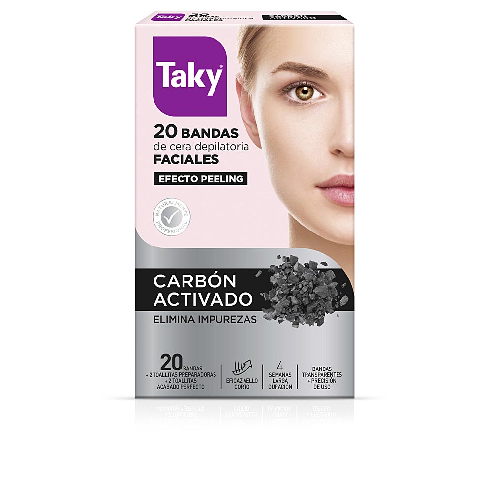 TAKY CARBON ACTIVADO bandas cera faciales depilatorias 20 uds