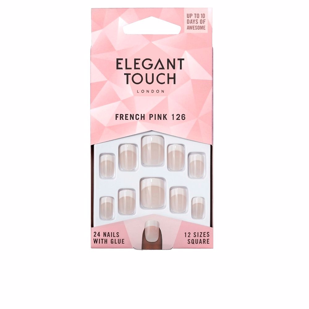 ELEGANT TOUCH FRENCH pink 24 nails with glue square #126-S