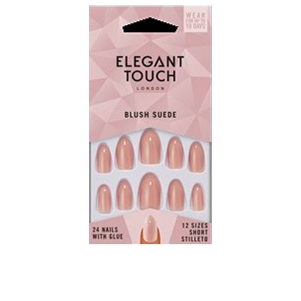 ELEGANT TOUCH CORE COLOUR 24 nails with glue short stiletto #blush suede
