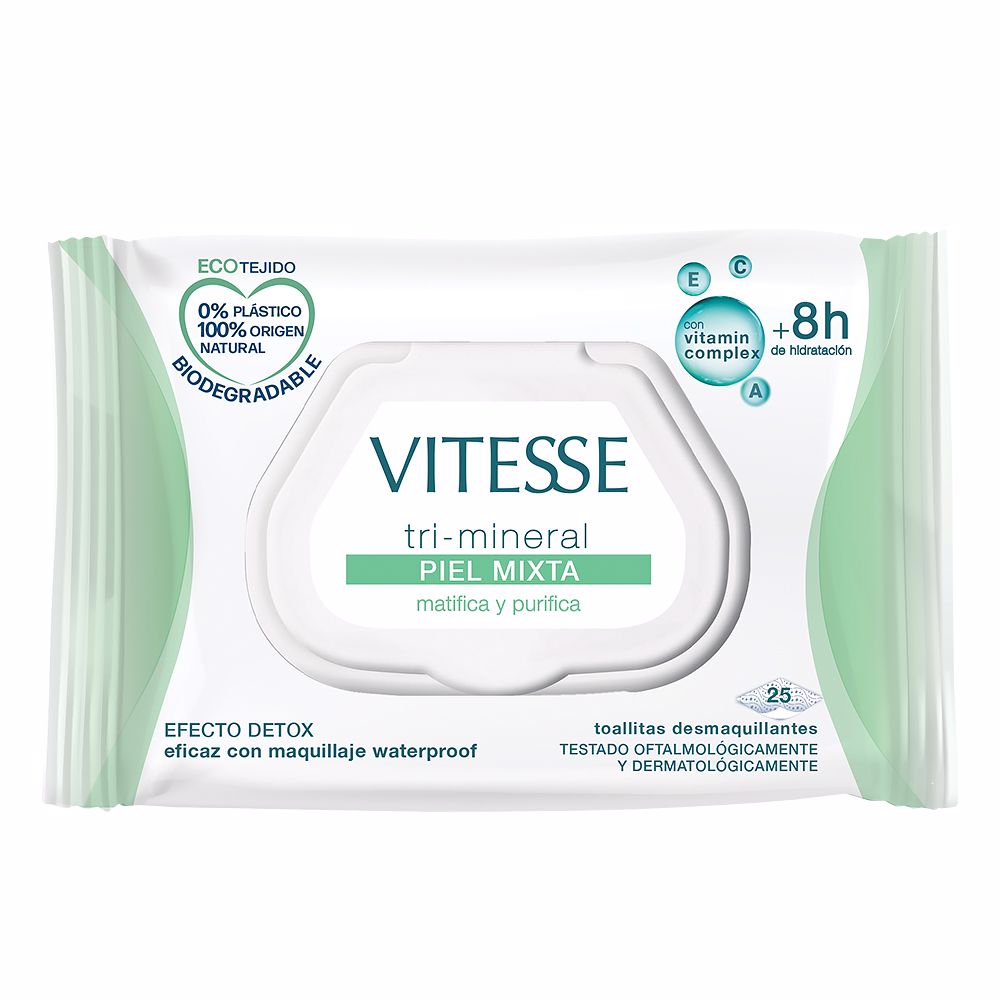 Vitesse Tri-mineral Combination Skin Make-up Remover Wipes 25 U by VITESSE 25 pcs