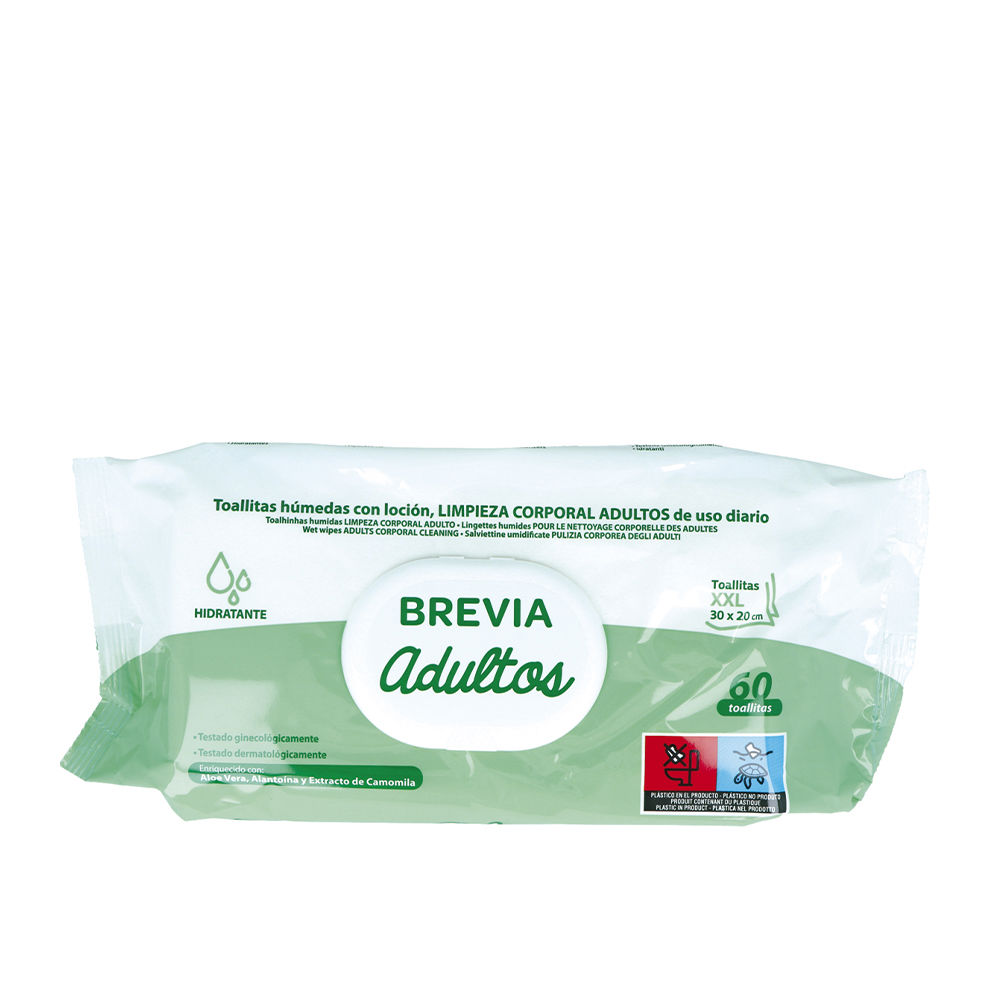 Brevia Wipes With Cleaning Lotion Adults 30X20 Cm 60 U