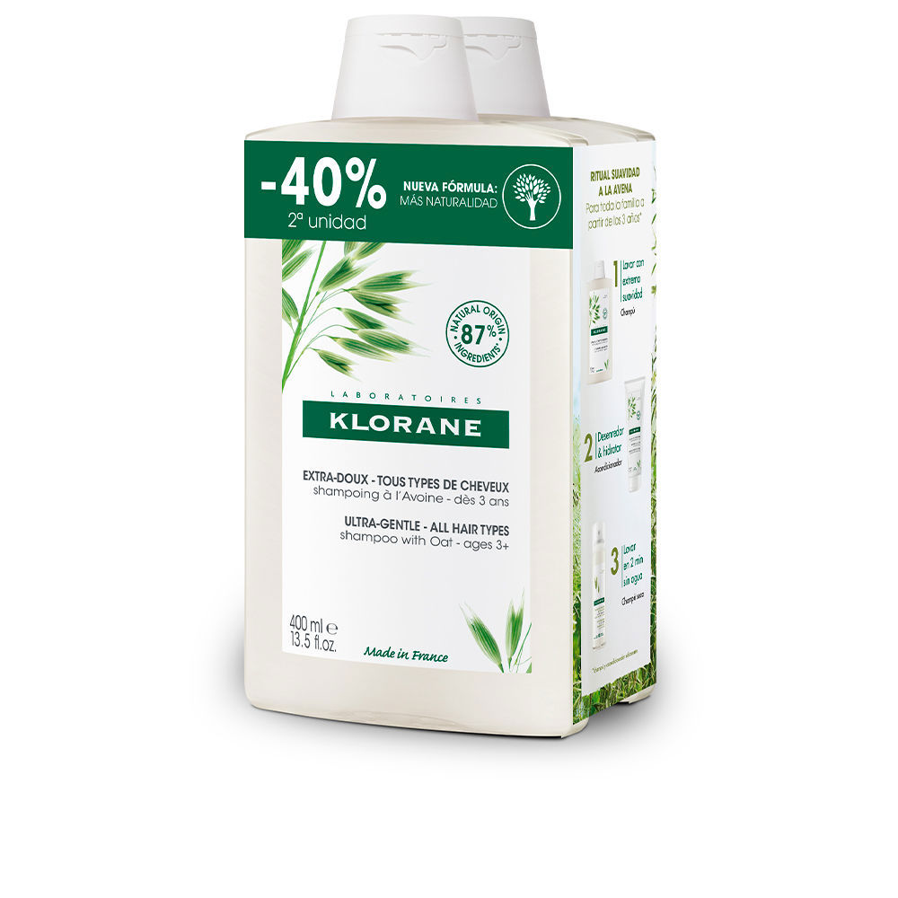 KLORANE A LA LECHE DE AVENA CHAMPÚ EXTRASUAVE set 2 pz