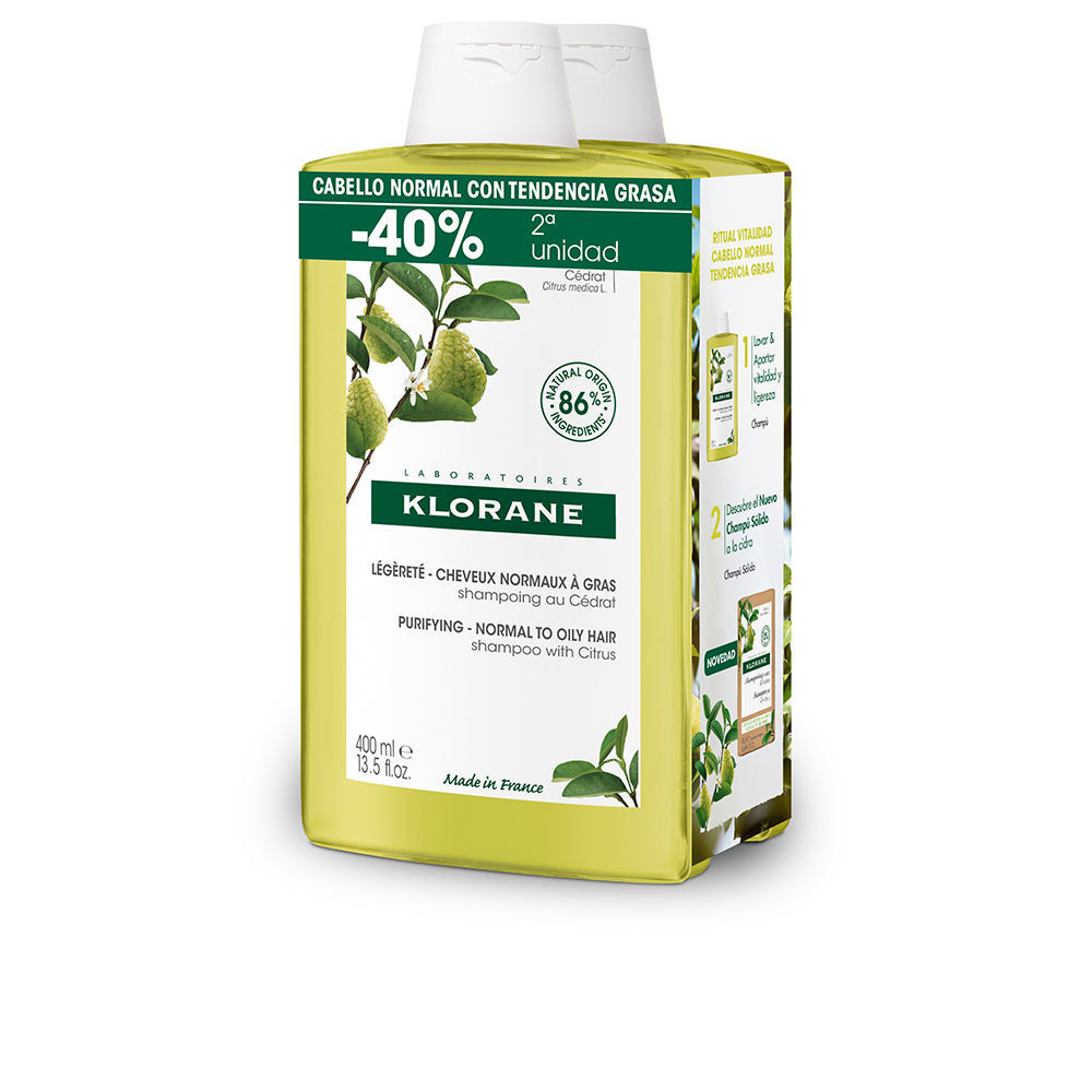 KLORANE A LA CIDRA Light shampoo for normal/oily hair duo 2 x 400 ml