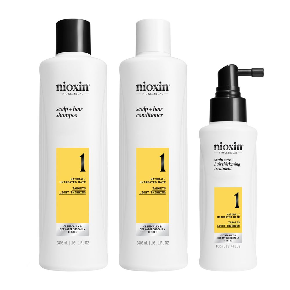 NIOXIN SYSTEM 1 – Kit - Treatment for Natural Hair with Mild Weakening 3 units