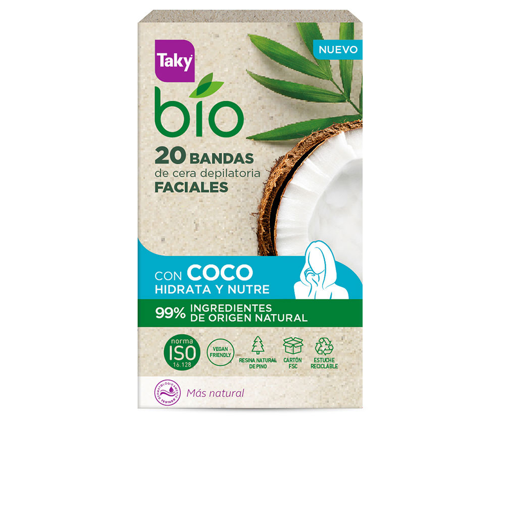 TAKY BIO COCO facial wax strips for hair removal, 20 units
