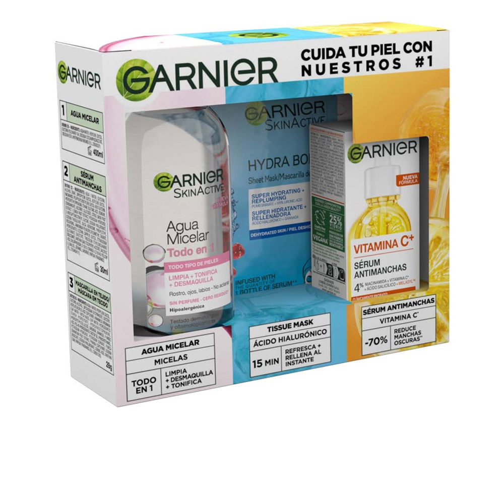 GARNIER SKINACTIVE YOUR ESSENTIALS CASE 3 pcs Micellar Water 400 ml + Tissue Mask 28 gr + Anti-stain Serum 30 ml