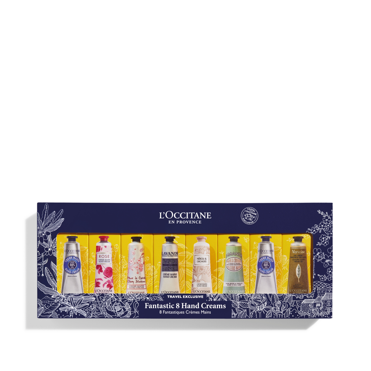 L'Occitane Fantastic 8 Hand Set Verbena 30ml/Shea 30ml/Rose 30ml/Cherry Blossom 30ml/Lavender 30ml/Neroli 30ml/Almond 30ml/Shea 30ml   set x 240 ml