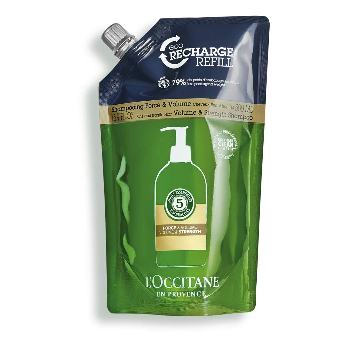 L'OCCITANE EN PROVENCE AROMACOLOGÍA ecorecharge strength and volume shampoo 500 ml