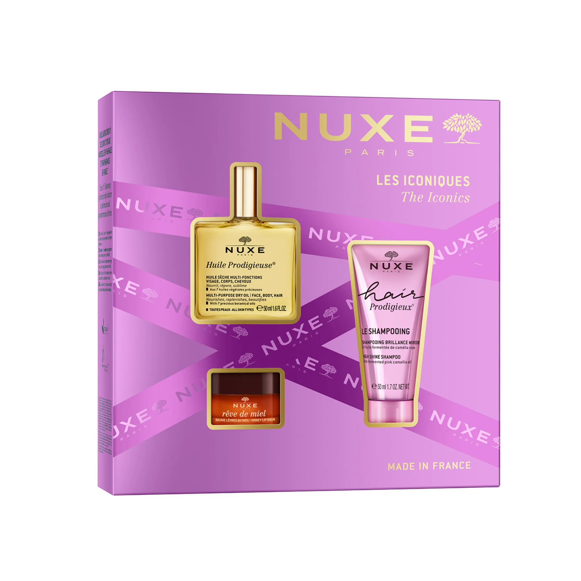Nuxe The Iconics Giftset Huile Prodigieuse 50ml/Honey Lip Balm 15g/High Shine Shampoo 50ml   set x 115 ml
