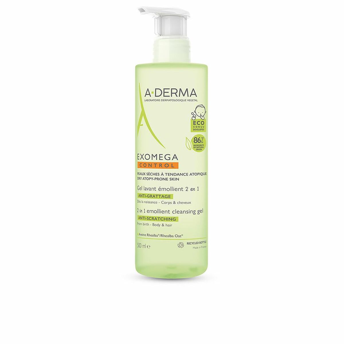A-Derma Exomega Control Emollient Cleansing Gel 2 in 1 για Ατοπικό Δέρμα 500ml με Αντλία