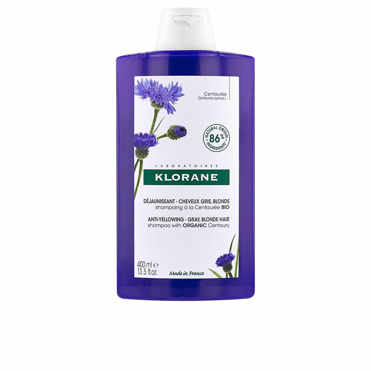 KLORANE A LA CENTAUREA BIO champú antiamarilleo cabello gris y rubio 400 ml