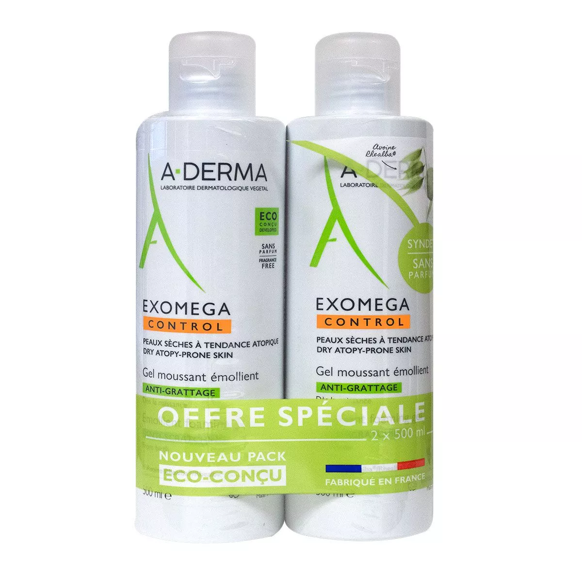 A-Derma Exomega Control Emollient Foaming Gel Duo 2x500ml   set x 1000 ml