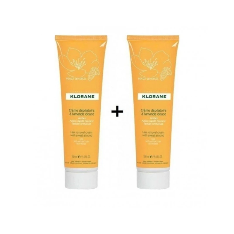 Klorane Hair Removal Cream With Sweet Almond Duo Set 2x150ml   set x 300 ml