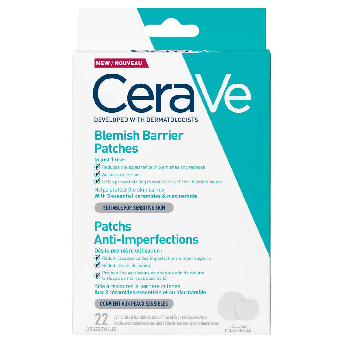 CERAVE ANTI-PIMP PATCHES with 3 essential ceramides and niacinamide, results in 3 hours 22 u