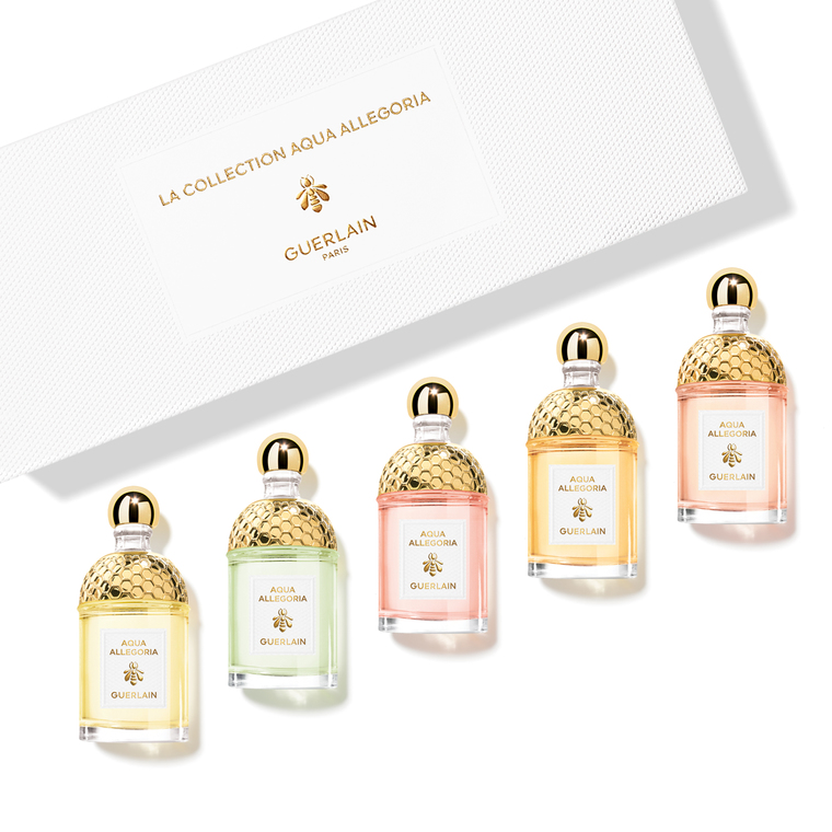 Guerlain Aqua Allegoria Miniatures Set Aqua Allegoria Pera Granita 7.5ml/Aqua Allegoria Rosa7.5ml/Aqua Allegoria Nerolia Vetiver 7.5ml/Aqua Allegoria Mandarine Basilic 7.5ml/ Aqua Allegoria Bergamote Calabria 7.5ml  set x 37.5 ml
