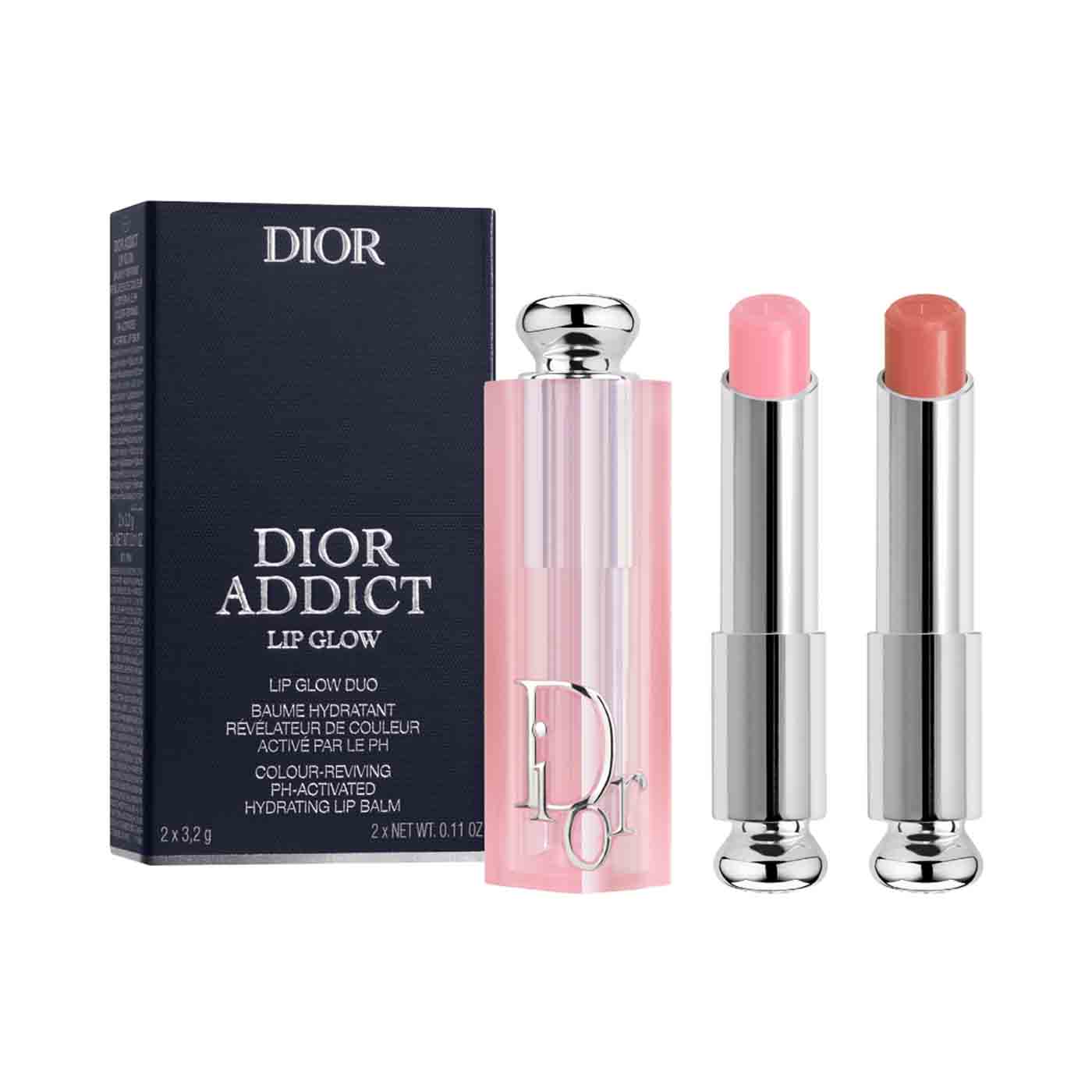 Dior Addict Lip Glow Duo Set #001 Pink 3,2g/#012 Rosewood 3,2g   set x 6.4 g