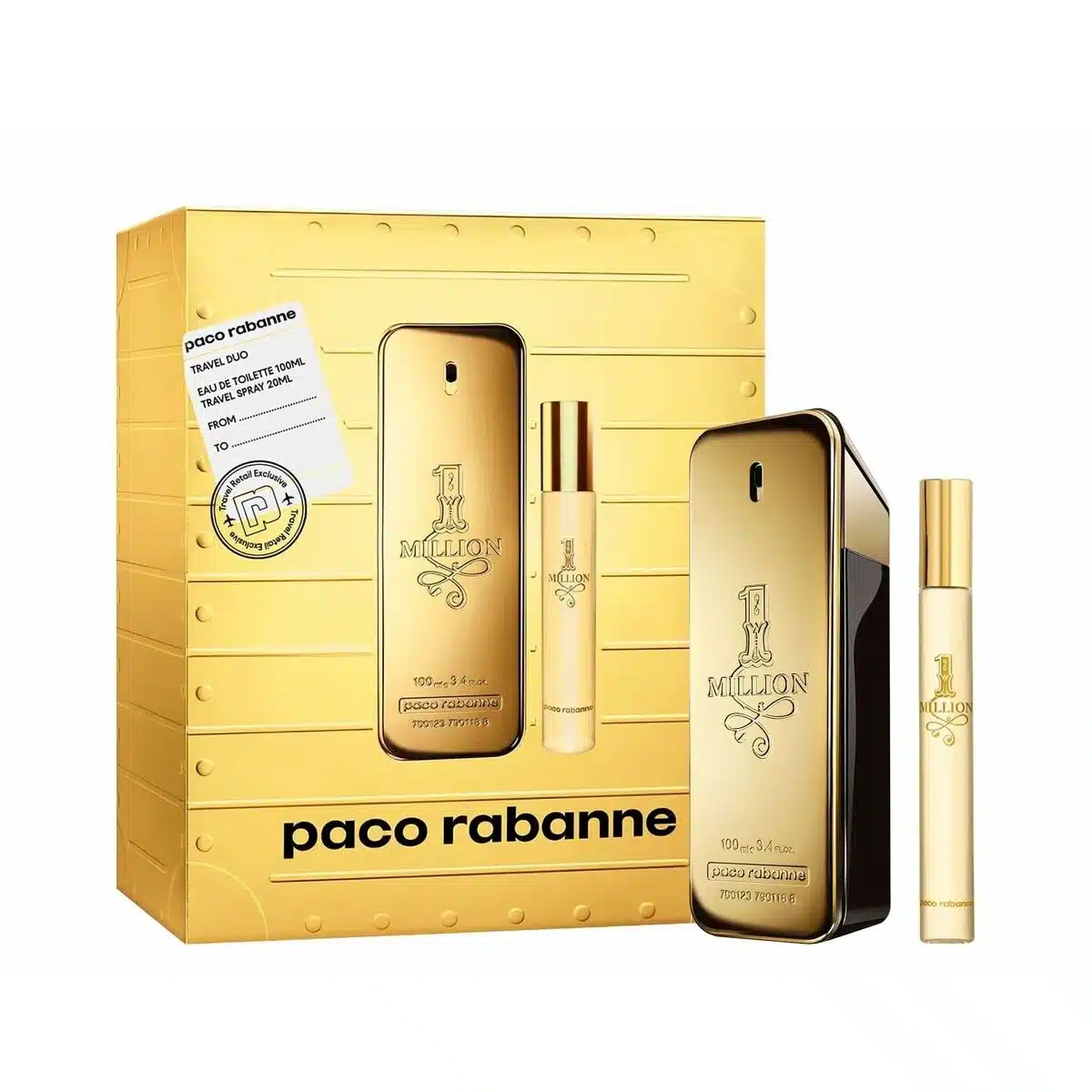 Paco Rabanne 1 Million Giftset Edt Spray 100ml/Edt Travel Spray 20ml   set x 120 ml