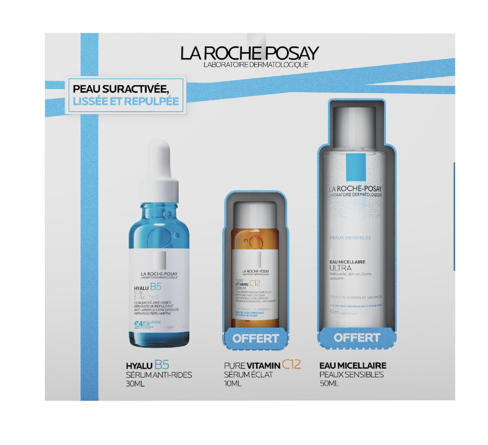 La Roche Posay Hyalu B5 Serum Set Hyalu B5 Supercharged Serum 30ml/Mini Pure Vit C12 Serum 10ml/Mini Micellar Water 50ml   set x 90 ml