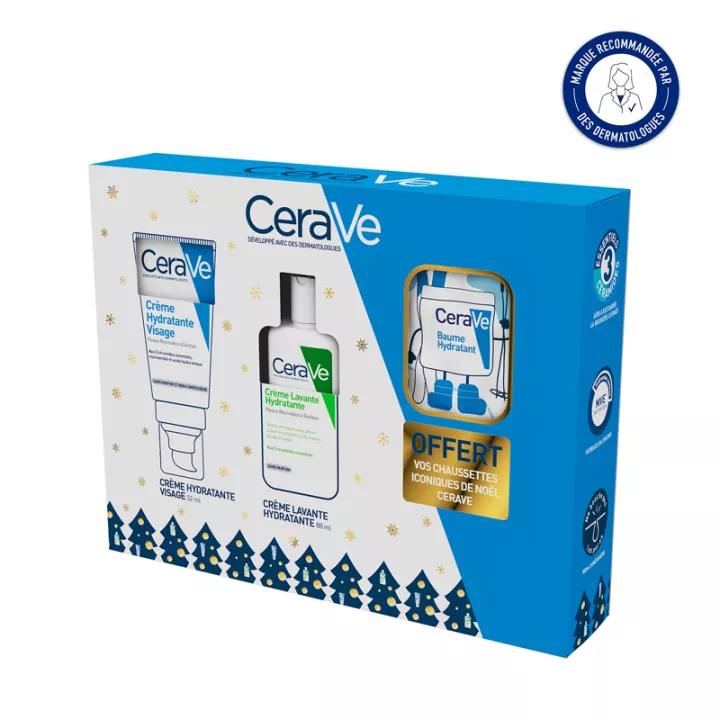 CeraVe Christmas Box Giftset Cream 52ml/Cleansing Cream 88ml/ Free Sock   set x 140 ml