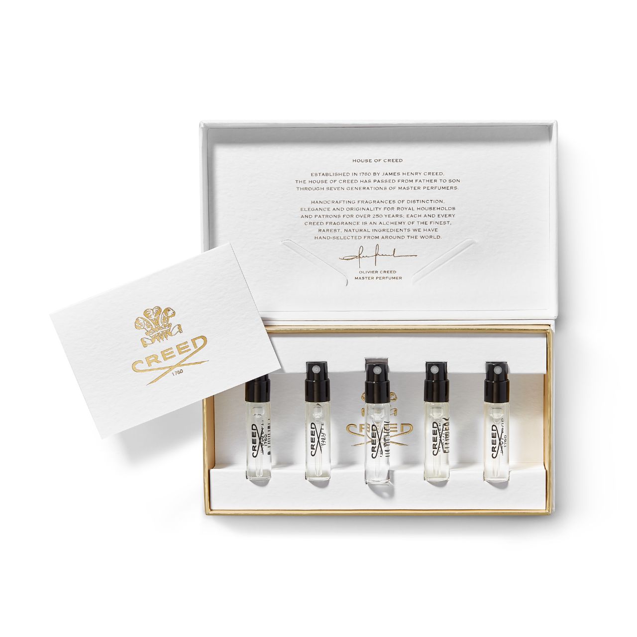 Creed Men's Classic Set SampleAventus 1,7ml/ Silver 1,7ml/Green 1,7ml/Orginal 1,7ml/V.Imerial 1,7ml   set x 8.5 ml